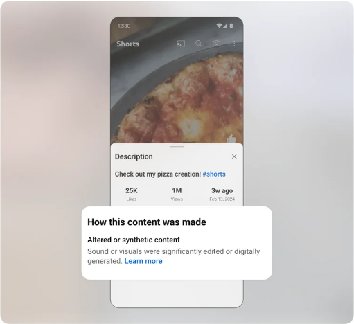 YouTube short content displaying more info on how the content was made. 