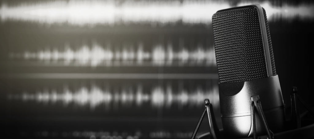 Microphone in front of sound waves
