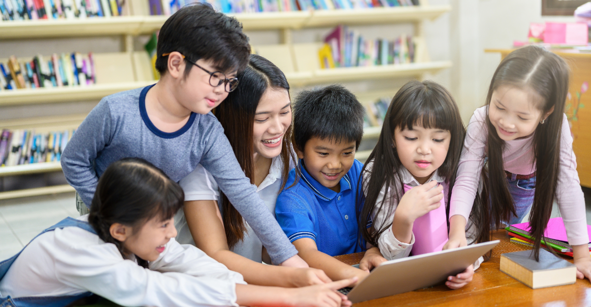 Classroom watching culturally sensitive dubbed material.