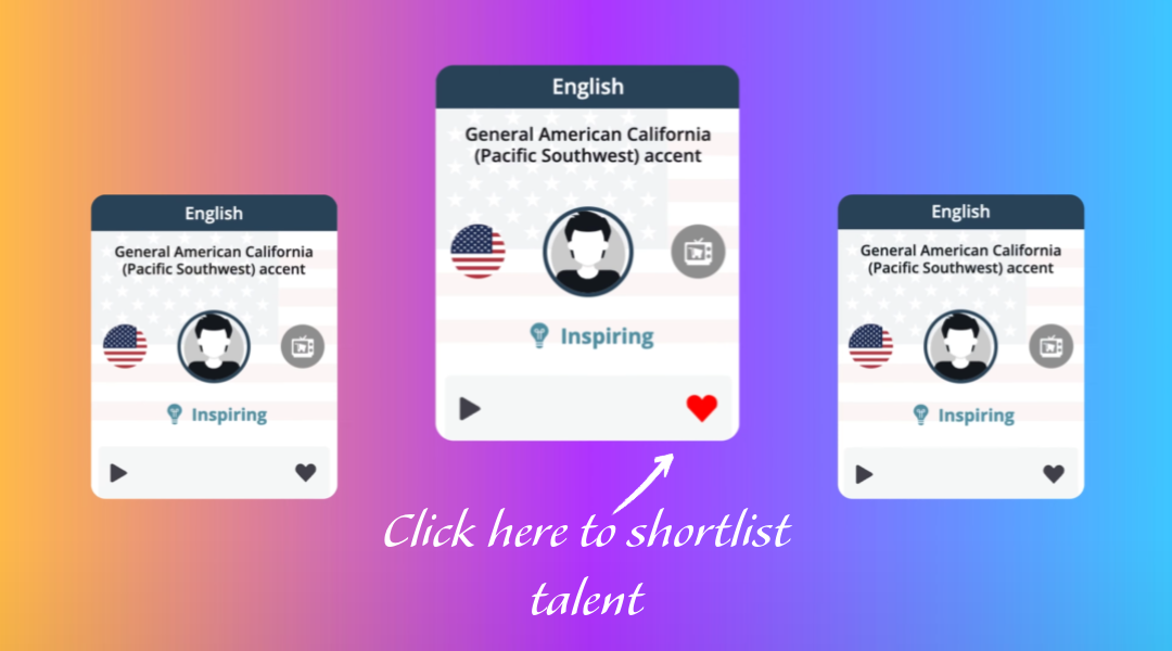 Shortlisting voice actors by pressing the heart icon.