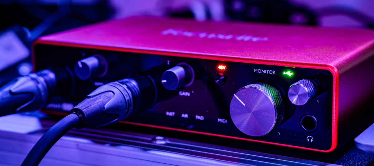 Audio interface in a voiceover home studio